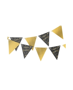 Banderin Cumple Estrellado Oro H.Bday 400 X 19cm