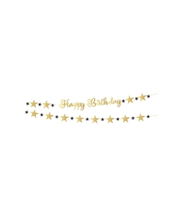 Guirnalda Cumple Estrellado Oro Happy Birthday 213 X 16cm