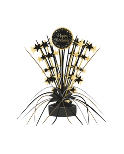 Centro Mesa Cumple Estrellado Oro H.Bday 45,7cm