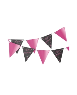 Banderin Cumple Estrellado Rosa H.Bday 400 X 19cm