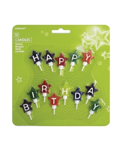 Vela Mini Estrellas Happy Birthday 4,1cm