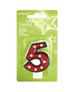 Vela Puntitos Borde Negro 7,6cm Nº 5