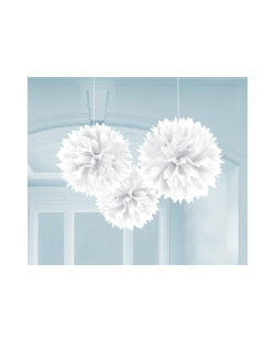 Decor. Colg.Pom Poms Blanco 40,6cm