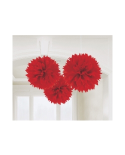 Decor. Colg.Pom Poms Rojo 40,6cm