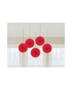 Decor. Colg. Abanico Rojo Papel 15,2cm