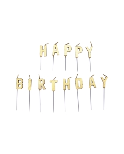 Velas Happy Bday Oro 6/7,7cm