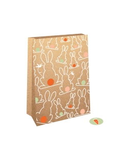 Bolsas Papel Conejos Pascua 15X21X6cm