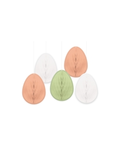 Deco Colgante Huevos Pascua Nido Abeja 11,5X15cm