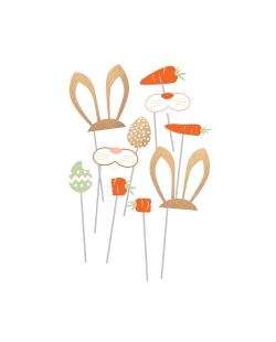 Kit Acc. Fotos Conejos Pascua 28,5X14,7 Madera/Papel