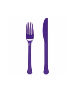 Tenedores Y Cuchillos Plastc. Violeta Uva18cm
