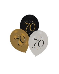 Globos Latex 27cm Cumple Estrellado Oro 70