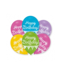 Globos Latex 27,5cm H.Bday Banderin