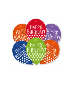 Globos Latex 27,5cm H.Bday Puntos