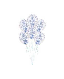Globos Latex 27,5cm Cristal + Confeti Azul 1gr
