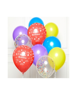 Globos Latex 27,5cm Kit Bouquet Happy Bday