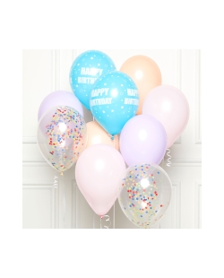 Globos Latex 27,5cm Kit Bouquet Happy Bday Pastel(8X10)