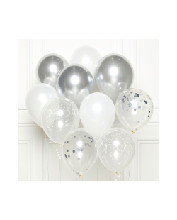 Globos Latex 27,5cm Kit Bouquet Plata
