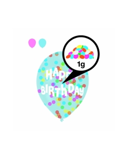 Globos Latex 27,5cm H. Bday 1C + Confeti Surtido 1gr