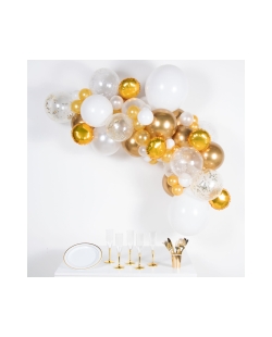 Pack Globos Guirnalda Diy Oro/Blanca