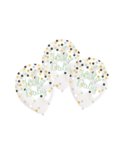Globos Latex 27,5cm Confeti Hello Baby