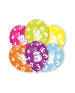 Globos Latex 27,5cm 3 Años Surtido