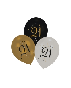 Globos Latex 27cm Cumple Estrellado Oro 21