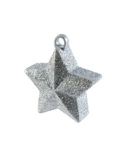Soporte para Globos Estrella Glitter Plateado - 170g ***OFERTA DTO NO ACUMULABLE