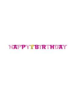 Banderin Letras 1st Birthday Girl Large Pink Foil Letter 2.13m  ***OFERTA DTO NO ACUMULABLE