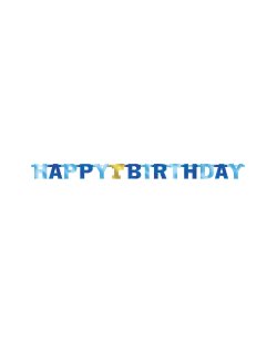 Banderin Letras 1st Birthday Boy Large Blue Foil Letter 2.13m  ***OFERTA DTO NO ACUMULABLE