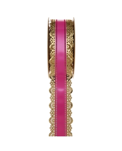 Cinta Encaje Oro Fucsia 40mm X 20m Polipropileno ***OFERTA DTO NO ACUMULABLE