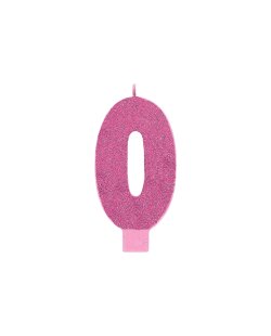 Vela Giante Nº 0 Rosa Glitter 13.3cm ***OFERTA DTO NO ACUMULABLE
