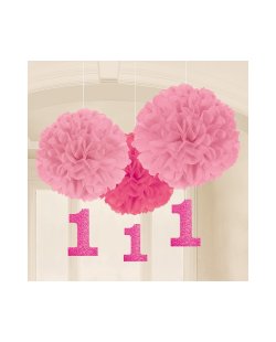 Pompones decorativos de 1er cumpleaños para niña-40cm ***OFERTA DTO NO ACUMULABLE