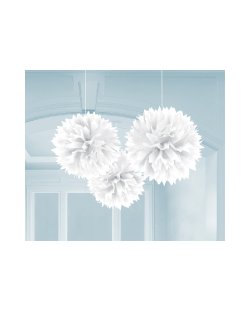 Pompones decorativos blancos-40cm 