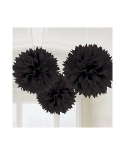 Decoracion Colgante Pompom Black Fluffy Pom Pom Decorations 40cm  