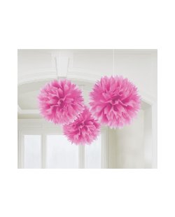 Pompones decorativos en rosa-40cm 