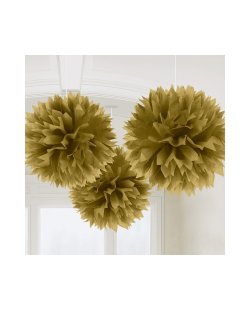 Decoracion Colgante Pompom Gold Fluffy Pom Pom Decorations 40cm  