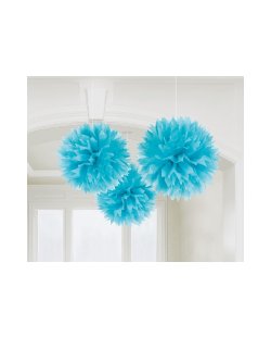 Decoracion Colgante:Pom Poms Azul Caribe 406cm  