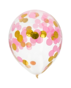 Globos Latex Confeti Oro/Rosa 30cm