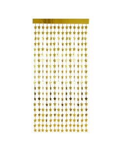 Cortina Flecos Foil Estrellas Oro 1X2m