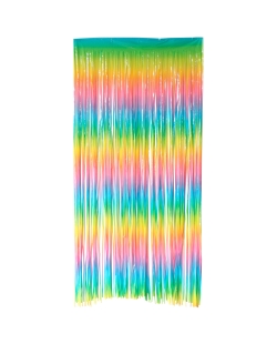 Cortina Flecos Foil Arcoiris Pastel Ombre 1X2m