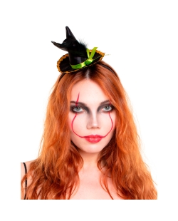 Tiara Sombrero Bruja Pluma