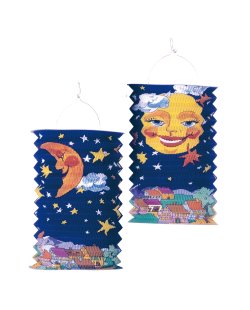 Farolillo Papel Cilindr. Sol Y Luna 28cm 