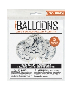 Globos Latex 40,6cm Transp. Relleno Confeti Murcielagos