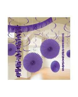 Kit Decoracion de Salon de Papel y Metalizado Purpura 