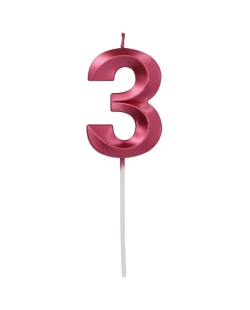 Vela Glamour Nº 3 Rosa Metal