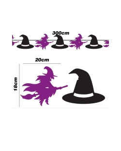 Guirnalda Brujas y Gorros 300 x 20 x 18cm ***OFERTA DTO NO ACUMULABLE
