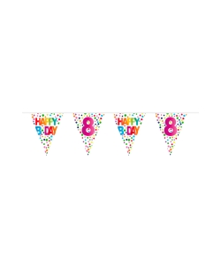 Banderin Happy Bday Puntos Nº 8 Plastico 10m