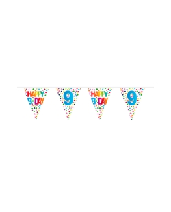 Banderin Happy Bday Puntos Nº 9 Plastico 10m