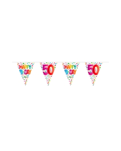 Banderin Happy Bday Puntos Nº 50 Plastico 10m