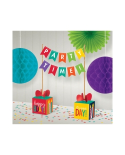Kit Decor. Mesa Banderin Happy Bday Multicolor 35,5cm 